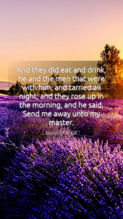 Picture 05 - Genesis 24:54 KJV Mobile Phone Wallpaper - And they did eat and drink, he and the men that - Mobile Bible Verse Wallpaper