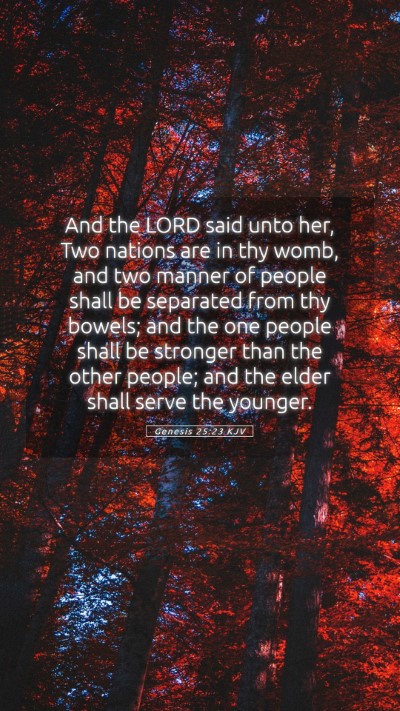 Picture 05 - Genesis 25:23 KJV Mobile Phone Wallpaper - And the LORD said unto her, Two nations are in - Mobile Bible Verse Wallpaper