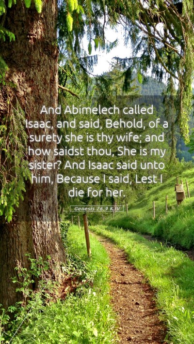 Picture 05 - Genesis 26:9 KJV Mobile Phone Wallpaper - And Abimelech called Isaac, and said, Behold, of - Mobile Bible Verse Wallpaper