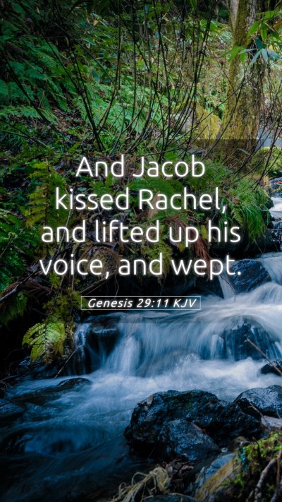 Picture 05 - Genesis 29:11 KJV Mobile Phone Wallpaper - And Jacob kissed Rachel, and lifted up his voice, - Mobile Bible Verse Wallpaper