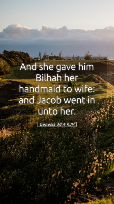 Picture 05 - Genesis 30:4 KJV Mobile Phone Wallpaper - And she gave him Bilhah her handmaid to wife: and - Mobile Bible Verse Wallpaper