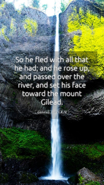 Picture 05 - Genesis 31:21 KJV Mobile Phone Wallpaper - So he fled with all that he had; and he rose up, - Mobile Bible Verse Wallpaper