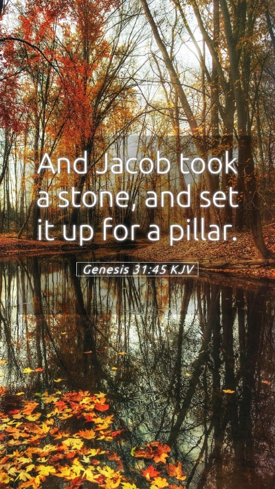 Picture 05 - Genesis 31:45 KJV Mobile Phone Wallpaper - And Jacob took a stone, and set it up for a - Mobile Bible Verse Wallpaper