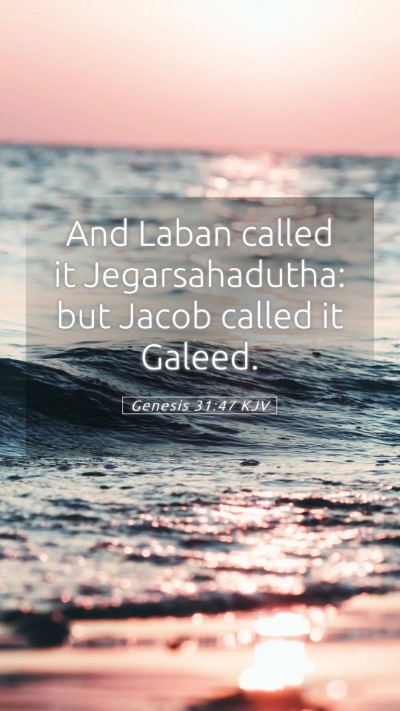 Picture 05 - Genesis 31:47 KJV Mobile Phone Wallpaper - And Laban called it Jegarsahadutha: but Jacob - Mobile Bible Verse Wallpaper