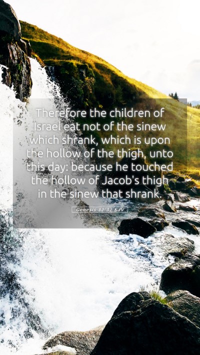 Picture 05 - Genesis 32:32 KJV Mobile Phone Wallpaper - Therefore the children of Israel eat not of the - Mobile Bible Verse Wallpaper