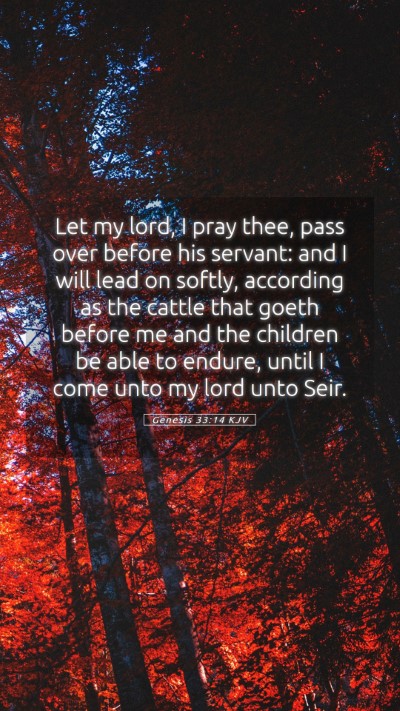 Picture 05 - Genesis 33:14 KJV Mobile Phone Wallpaper - Let my lord, I pray thee, pass over before his - Mobile Bible Verse Wallpaper