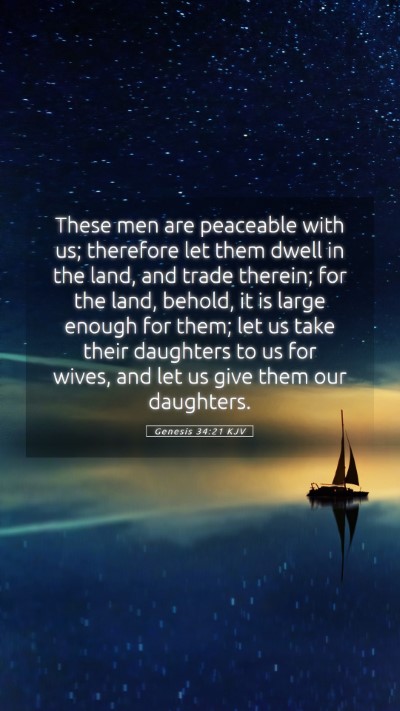 Picture 05 - Genesis 34:21 KJV Mobile Phone Wallpaper - These men are peaceable with us; therefore let - Mobile Bible Verse Wallpaper