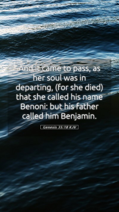 Picture 05 - Genesis 35:18 KJV Mobile Phone Wallpaper - And it came to pass, as her soul was in - Mobile Bible Verse Wallpaper