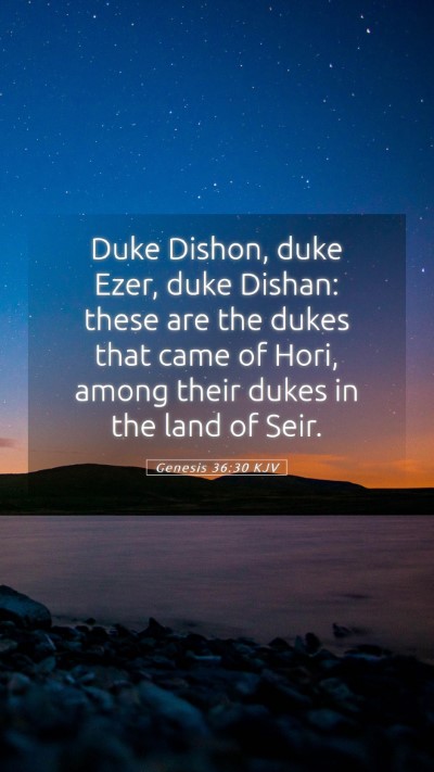 Picture 05 - Genesis 36:30 KJV Mobile Phone Wallpaper - Duke Dishon, duke Ezer, duke Dishan: these are - Mobile Bible Verse Wallpaper