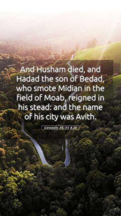 Picture 05 - Genesis 36:35 KJV Mobile Phone Wallpaper - And Husham died, and Hadad the son of Bedad, who - Mobile Bible Verse Wallpaper