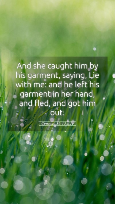 Picture 05 - Genesis 39:12 KJV Mobile Phone Wallpaper - And she caught him by his garment, saying, Lie - Mobile Bible Verse Wallpaper