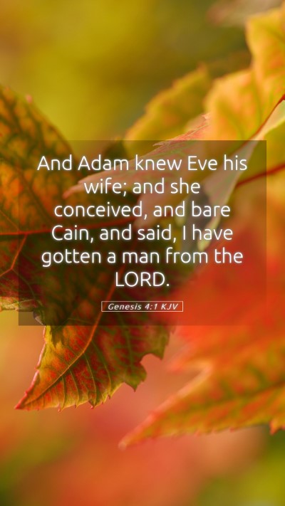 Picture 05 - Genesis 4:1 KJV Mobile Phone Wallpaper - And Adam knew Eve his wife; and she conceived, - Mobile Bible Verse Wallpaper