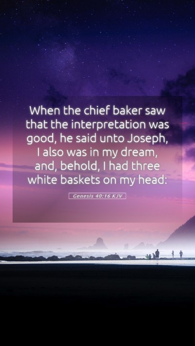 Picture 05 - Genesis 40:16 KJV Mobile Phone Wallpaper - When the chief baker saw that the interpretation - Mobile Bible Verse Wallpaper
