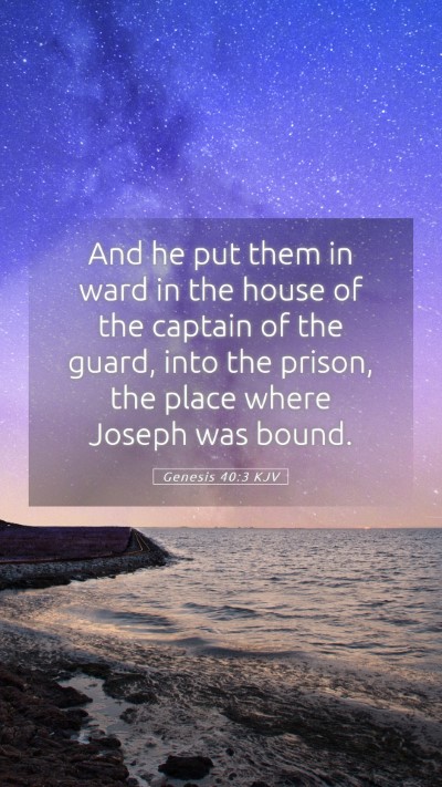 Picture 05 - Genesis 40:3 KJV Mobile Phone Wallpaper - And he put them in ward in the house of the - Mobile Bible Verse Wallpaper