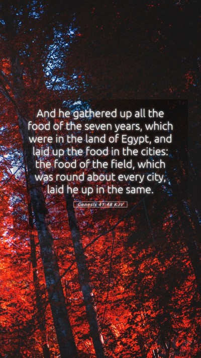Picture 05 - Genesis 41:48 KJV Mobile Phone Wallpaper - And he gathered up all the food of the seven - Mobile Bible Verse Wallpaper
