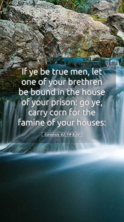 Picture 05 - Genesis 42:19 KJV Mobile Phone Wallpaper - If ye be true men, let one of your brethren be - Mobile Bible Verse Wallpaper