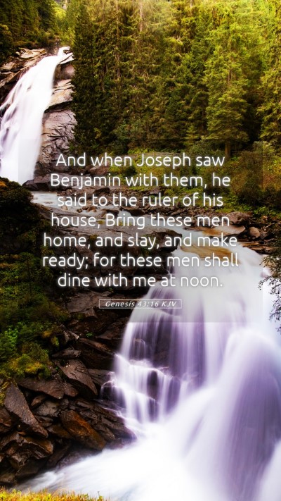 Picture 05 - Genesis 43:16 KJV Mobile Phone Wallpaper - And when Joseph saw Benjamin with them, he said - Mobile Bible Verse Wallpaper