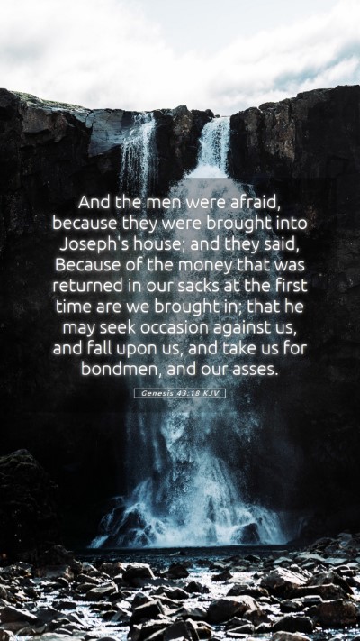 Picture 05 - Genesis 43:18 KJV Mobile Phone Wallpaper - And the men were afraid, because they were - Mobile Bible Verse Wallpaper