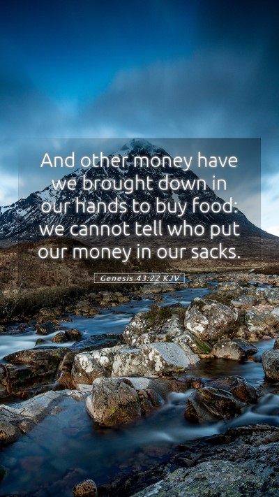 Picture 05 - Genesis 43:22 KJV Mobile Phone Wallpaper - And other money have we brought down in our hands - Mobile Bible Verse Wallpaper