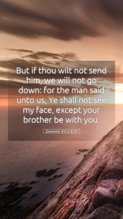 Picture 05 - Genesis 43:5 KJV Mobile Phone Wallpaper - But if thou wilt not send him, we will not go - Mobile Bible Verse Wallpaper