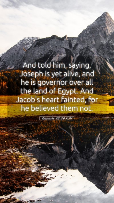 Picture 05 - Genesis 45:26 KJV Mobile Phone Wallpaper - And told him, saying, Joseph is yet alive, and he - Mobile Bible Verse Wallpaper