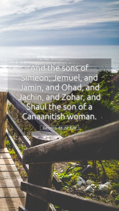 Picture 05 - Genesis 46:10 KJV Mobile Phone Wallpaper - And the sons of Simeon; Jemuel, and Jamin, and - Mobile Bible Verse Wallpaper