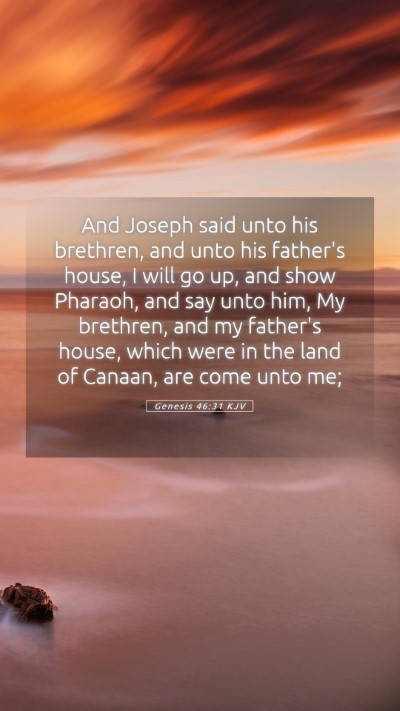Picture 05 - Genesis 46:31 KJV Mobile Phone Wallpaper - And Joseph said unto his brethren, and unto his - Mobile Bible Verse Wallpaper