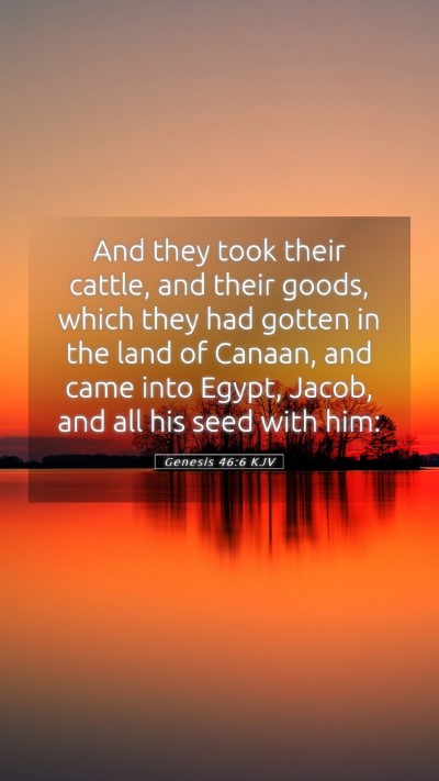 Picture 05 - Genesis 46:6 KJV Mobile Phone Wallpaper - And they took their cattle, and their goods, - Mobile Bible Verse Wallpaper
