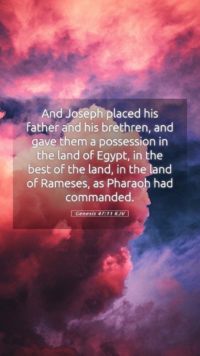 Picture 05 - Genesis 47:11 KJV Mobile Phone Wallpaper - And Joseph placed his father and his brethren, - Mobile Bible Verse Wallpaper