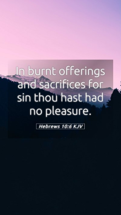 Picture 05 - Hebrews 10:6 KJV Mobile Phone Wallpaper - In burnt offerings and sacrifices for sin thou - Mobile Bible Verse Wallpaper