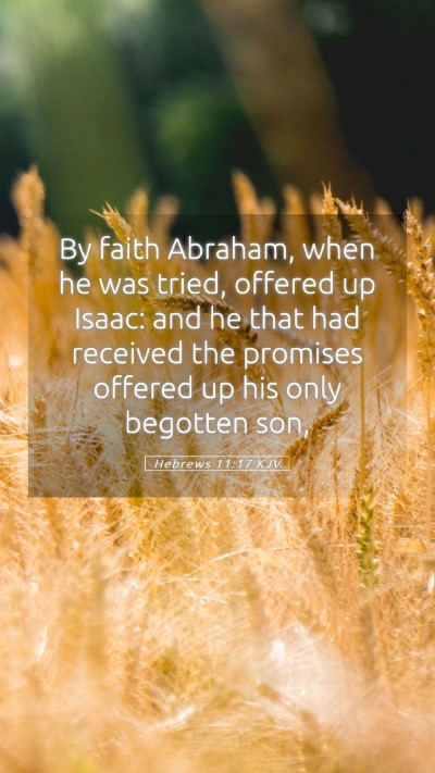 Picture 05 - Hebrews 11:17 KJV Mobile Phone Wallpaper - By faith Abraham, when he was tried, offered up - Mobile Bible Verse Wallpaper