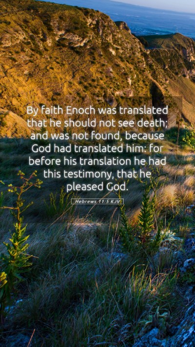 Picture 05 - Hebrews 11:5 KJV Mobile Phone Wallpaper - By faith Enoch was translated that he should not - Mobile Bible Verse Wallpaper