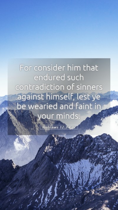 Picture 05 - Hebrews 12:3 KJV Mobile Phone Wallpaper - For consider him that endured such contradiction - Mobile Bible Verse Wallpaper