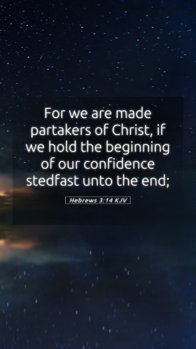 Picture 05 - Hebrews 3:14 KJV Mobile Phone Wallpaper - For we are made partakers of Christ, if we hold - Mobile Bible Verse Wallpaper