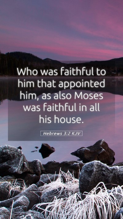 Picture 05 - Hebrews 3:2 KJV Mobile Phone Wallpaper - Who was faithful to him that appointed him, as - Mobile Bible Verse Wallpaper