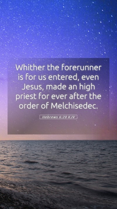 Picture 05 - Hebrews 6:20 KJV Mobile Phone Wallpaper - Whither the forerunner is for us entered, even - Mobile Bible Verse Wallpaper