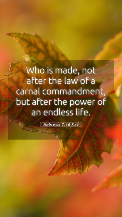 Picture 05 - Hebrews 7:16 KJV Mobile Phone Wallpaper - Who is made, not after the law of a carnal - Mobile Bible Verse Wallpaper