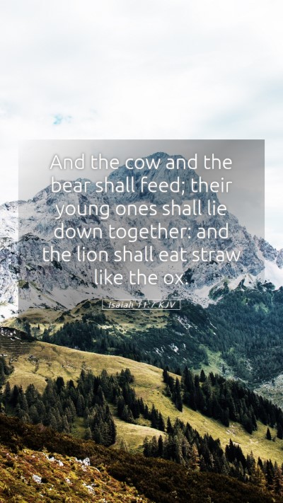 Picture 05 - Isaiah 11:7 KJV Mobile Phone Wallpaper - And the cow and the bear shall feed; their young - Mobile Bible Verse Wallpaper