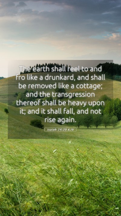 Picture 05 - Isaiah 24:20 KJV Mobile Phone Wallpaper - The earth shall reel to and fro like a drunkard, - Mobile Bible Verse Wallpaper