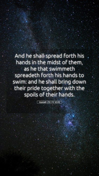 Picture 05 - Isaiah 25:11 KJV Mobile Phone Wallpaper - And he shall spread forth his hands in the midst - Mobile Bible Verse Wallpaper