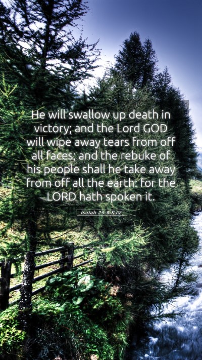 Picture 05 - Isaiah 25:8 KJV Mobile Phone Wallpaper - He will swallow up death in victory; and the Lord - Mobile Bible Verse Wallpaper