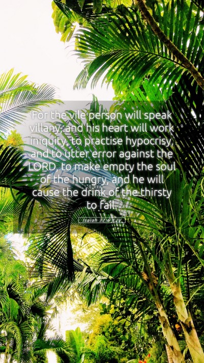 Picture 05 - Isaiah 32:6 KJV Mobile Phone Wallpaper - For the vile person will speak villany, and his - Mobile Bible Verse Wallpaper