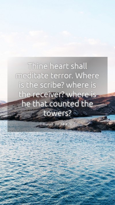 Picture 05 - Isaiah 33:18 KJV Mobile Phone Wallpaper - Thine heart shall meditate terror. Where is the - Mobile Bible Verse Wallpaper