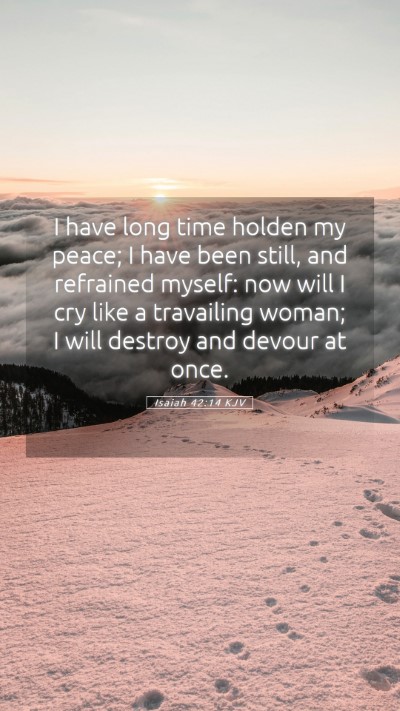 Picture 05 - Isaiah 42:14 KJV Mobile Phone Wallpaper - I have long time holden my peace; I have been - Mobile Bible Verse Wallpaper