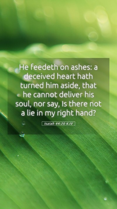 Picture 05 - Isaiah 44:20 KJV Mobile Phone Wallpaper - He feedeth on ashes: a deceived heart hath turned - Mobile Bible Verse Wallpaper