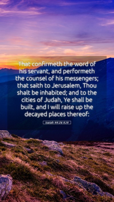 Picture 05 - Isaiah 44:26 KJV Mobile Phone Wallpaper - That confirmeth the word of his servant, and - Mobile Bible Verse Wallpaper