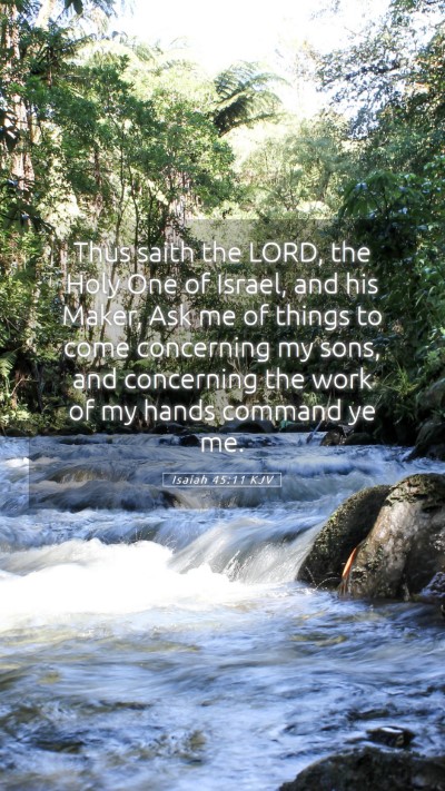 Picture 05 - Isaiah 45:11 KJV Mobile Phone Wallpaper - Thus saith the LORD, the Holy One of Israel, and - Mobile Bible Verse Wallpaper