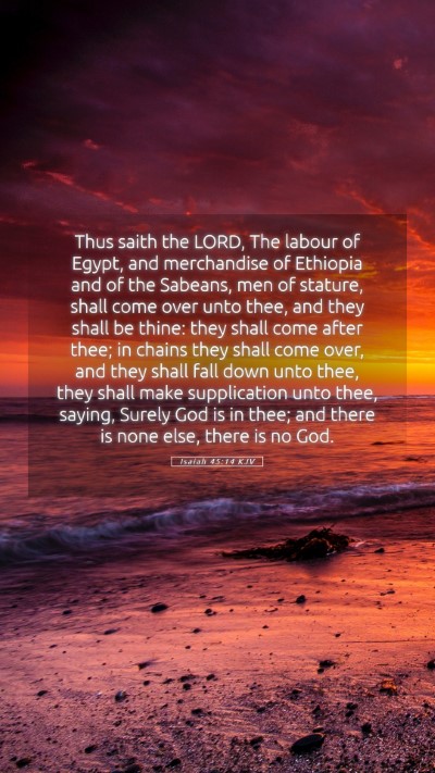 Picture 05 - Isaiah 45:14 KJV Mobile Phone Wallpaper - Thus saith the LORD, The labour of Egypt, and - Mobile Bible Verse Wallpaper