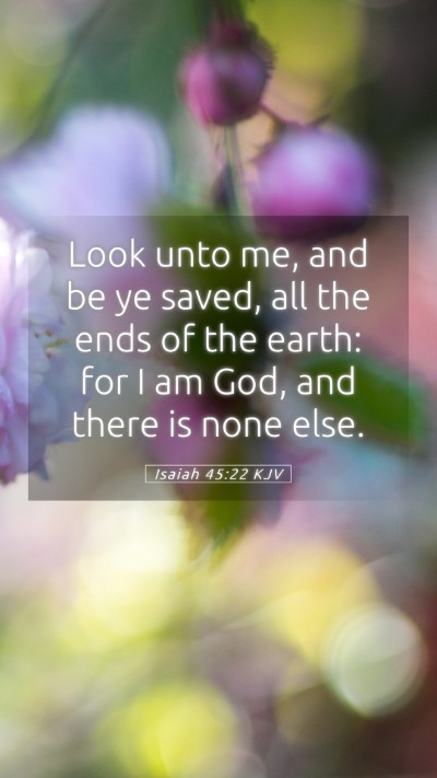 Picture 05 - Isaiah 45:22 KJV Mobile Phone Wallpaper - Look unto me, and be ye saved, all the ends of - Mobile Bible Verse Wallpaper