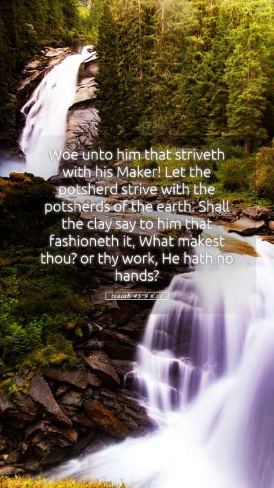 Picture 05 - Isaiah 45:9 KJV Mobile Phone Wallpaper - Woe unto him that striveth with his Maker! Let - Mobile Bible Verse Wallpaper